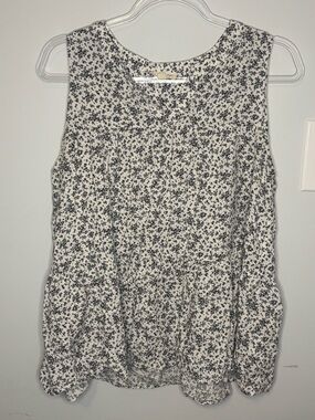 Women’s White & Black Floral Sleeveless Camisole - Lightweight Summer Top